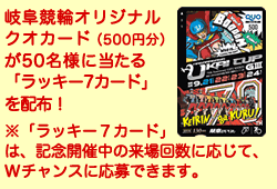 岐阜競輪オリジナルクオカードが50名様に当たるラッキーカード配布